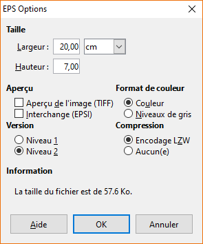 Paramétrage export - Draw