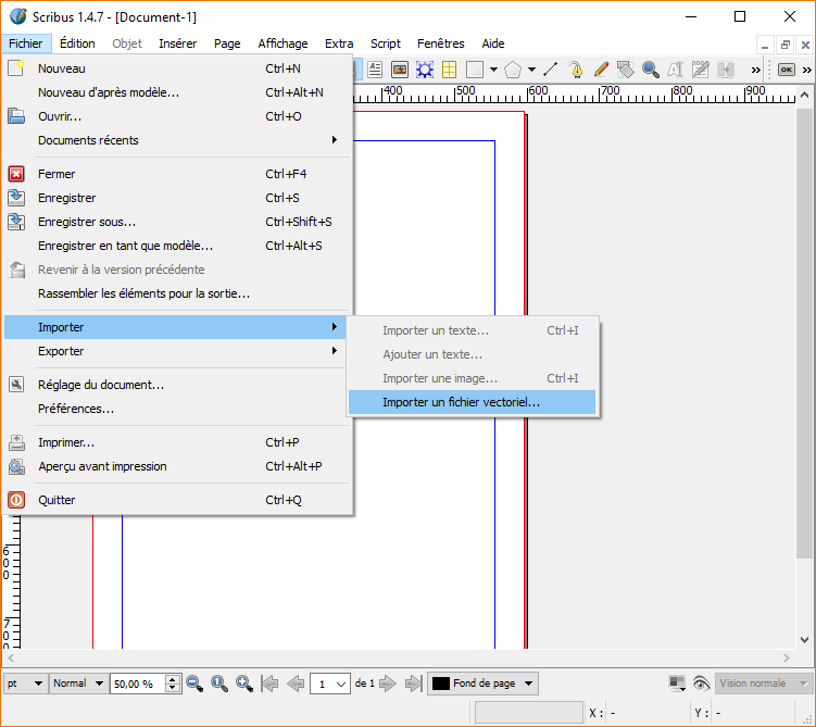 Menu importation - Scribus